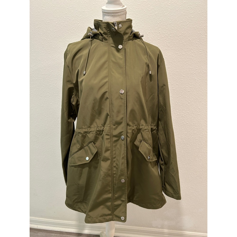 Lauren Ralph Lauren Womens Olive Green Hooded Anorak Jacket Size XL Drawstring
